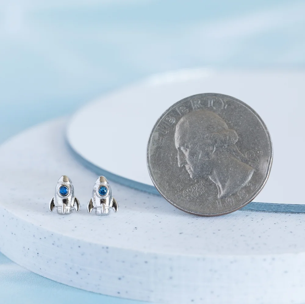 Silver Rocketship Studs (S925) - Only 2 left! - Picture 6 of 8